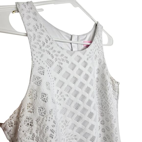 Lilly Pulitzer Marquette Shift Dress White Lace Tassel Hem Resort Timeless Sz M - Picture 6 of 10